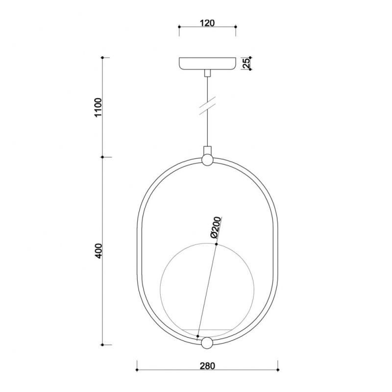 Ceiling lamp KOBAN B black oval frame and white glass lampshade IP44 UMMO