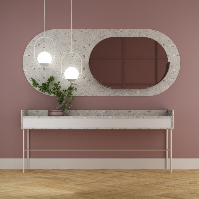 Ceiling lamp KOBAN B white oval frame and white glass lampshade IP44 UMMO