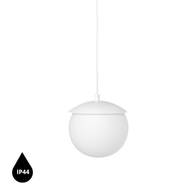 KUUL G ceiling pendant lamp, lampshade white ball, white frame IP44 UMMO 24h