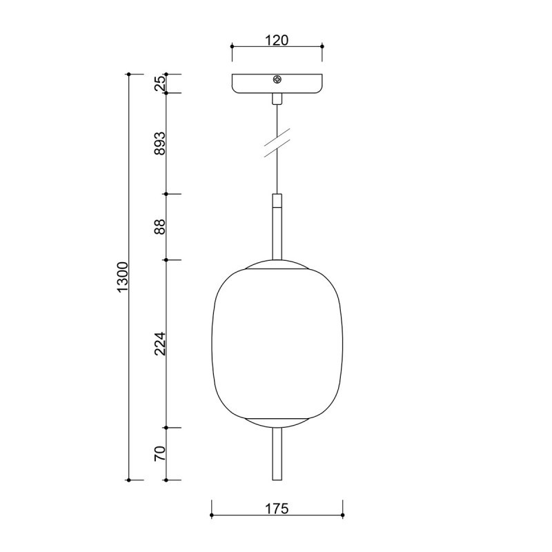 Sufitowa lampa wisząca EPLI MINI mały biały szklany klosz i czarne mocowanie z podwyższoną szczelnością IP44 UMMO
