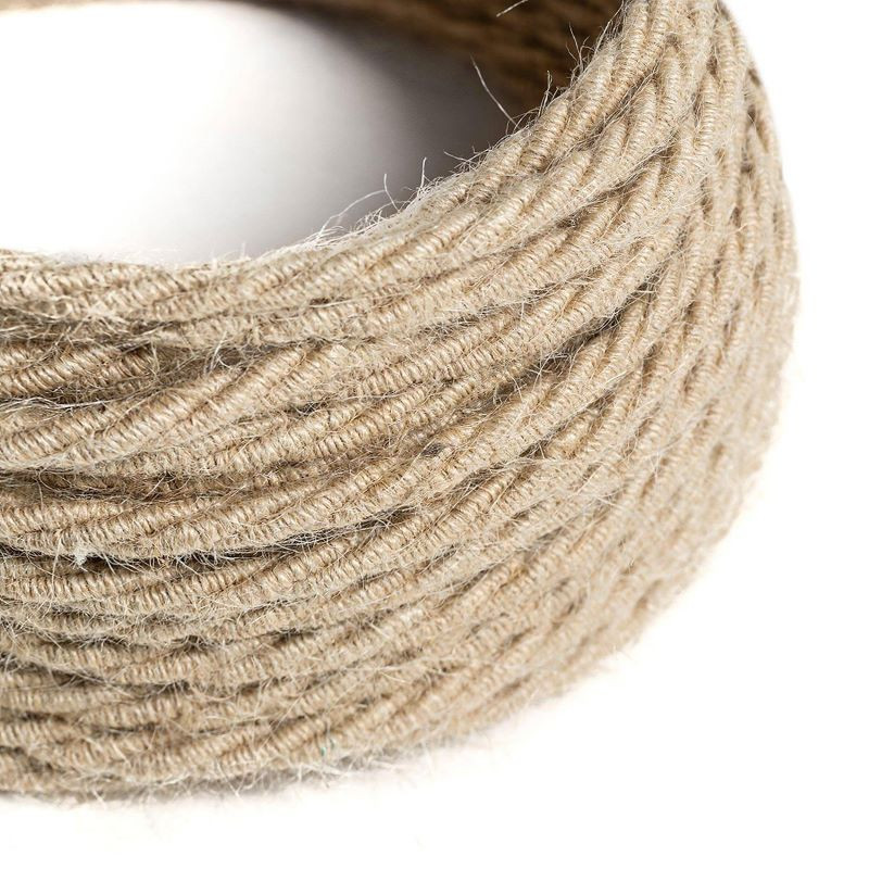 Brown twisted Natural TN06 jute braided two-wire cable 2x0.75 Creative-Cables