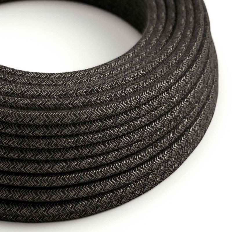 Dark Grey Anthracite Melange RN03 flax braided cable 2x0.75 Creative-Cables two-wire cable