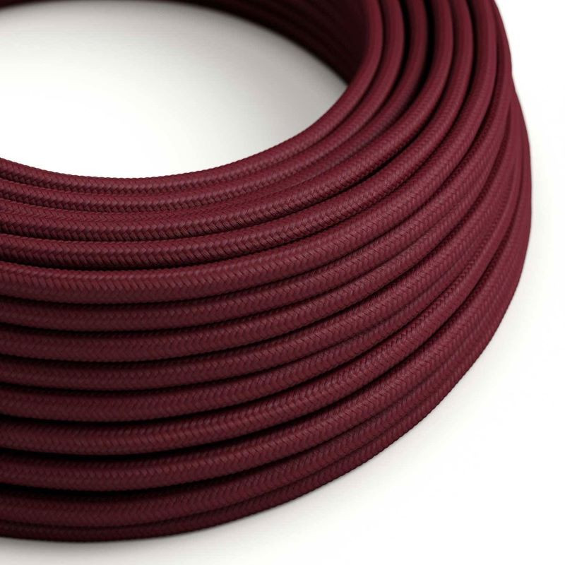 Maroon glossy Glossy Bordeaux RM19 polyester braided two-wire cable 2x0.75 Creative-Cables