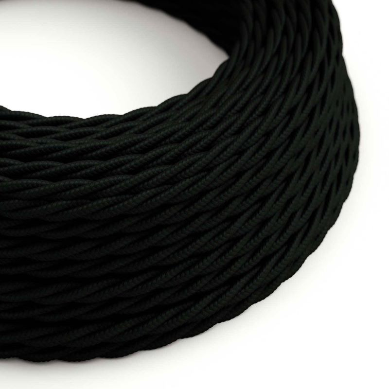 Black Carbon TM04 polyester braided twisted cable 2x0.75 Creative-Cables