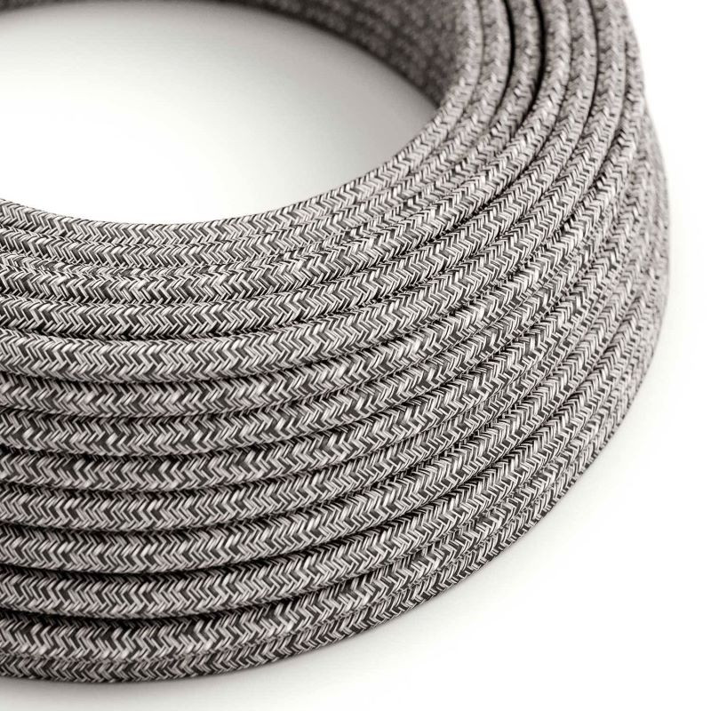 Czarno-beżowy kabel Onyx Tweed RS81 w oplocie z  bawełny i lnu dwużyłowy 2x0.75 Creative-Cables