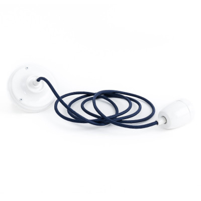 Loft Ceramic biała ceramiczna lampa wisząca z białym przewodem Kolorowe Kable