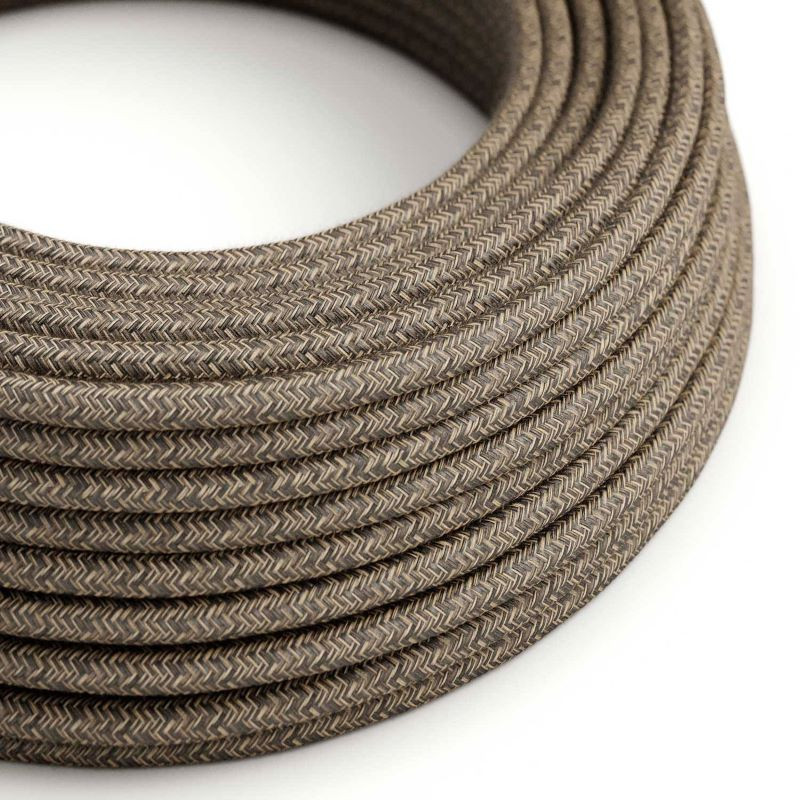 Brown Melange RN04 cable with two-core linen braid 2x0.75 Creative-Cables