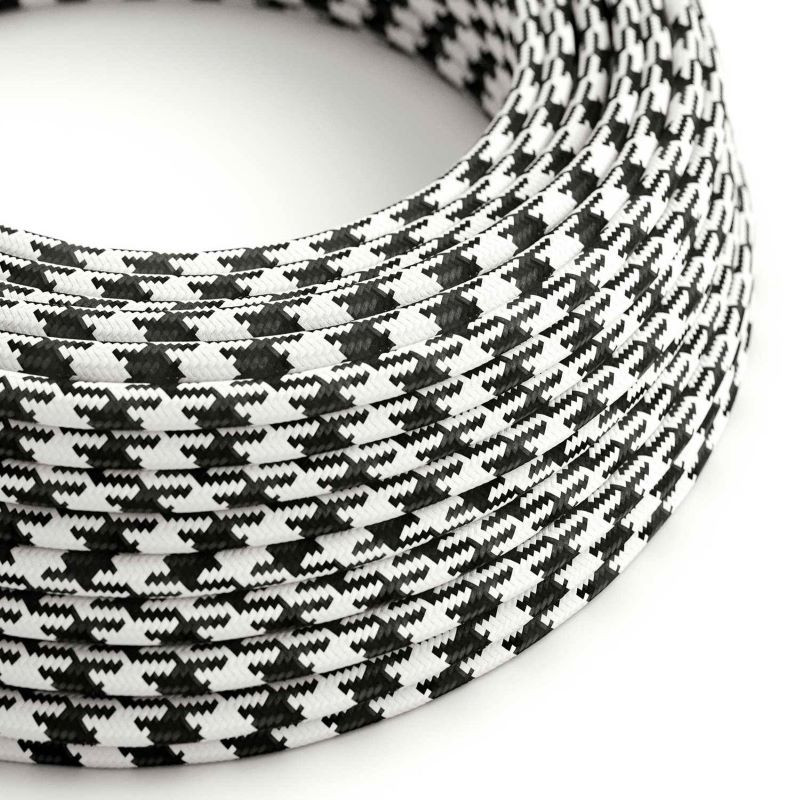 White black Pipette RP04 polyester braided two-wire cable 2x0.75 Creative-Cables