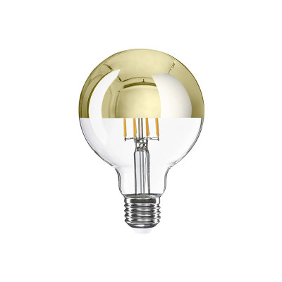Transparent A-Line LED bulb with gold coating G95 E27 7W 2700K 650lm dimmable Bebulbs