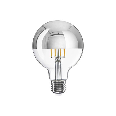 Transparent A-Line LED bulb with silver coating G95 E27 7W 2700K 650lm dimmable Bebulbs