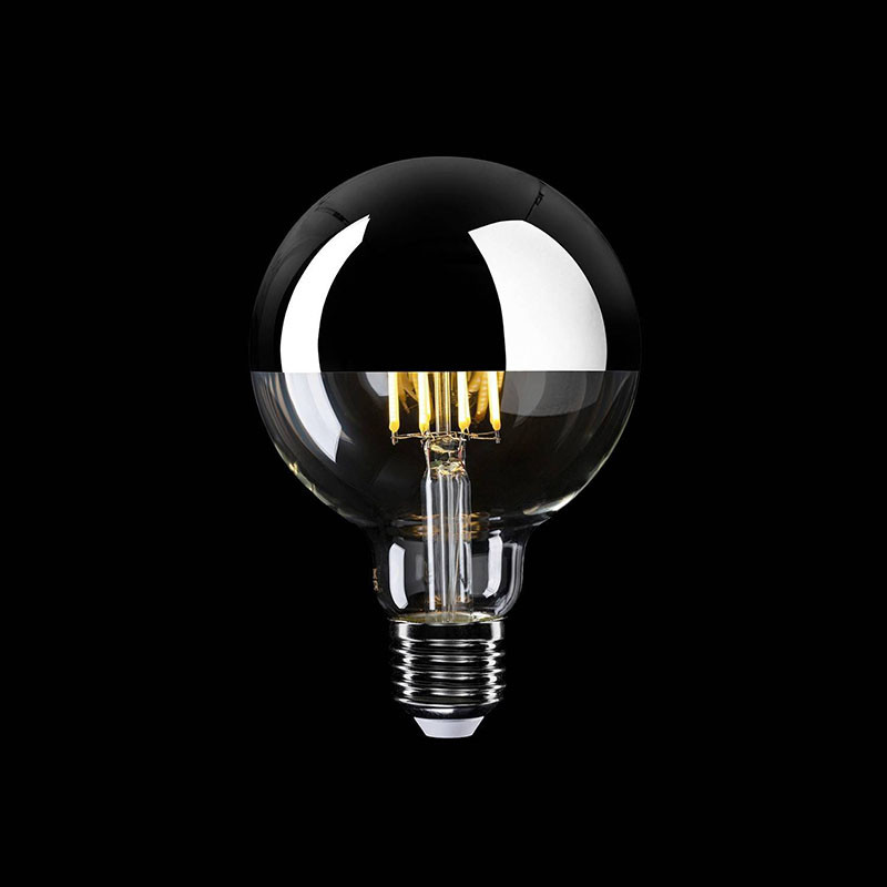 Przezroczysta żarówka LED A-Line ze srebrną powłoką G95 E27 7W 2700K 650lm ściemnialna Bebulbs