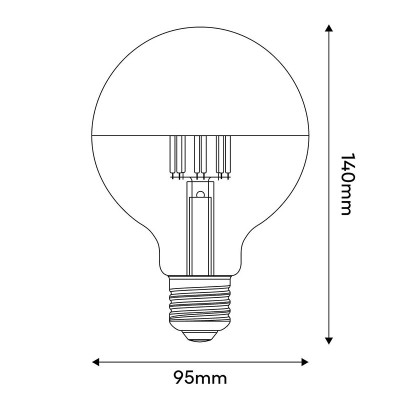 Transparent A-Line LED bulb with copper coating G95 E27 7W 2700K 650lm dimmable Bebulbs
