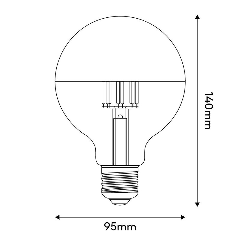 Transparent A-Line LED bulb with copper coating G95 E27 7W 2700K 650lm dimmable Bebulbs
