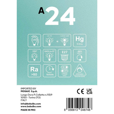 Przezroczysta żarówka LED A-Line z miedzianą powłoką G95 E27 7W 2700K 650lm ściemnialna Bebulbs