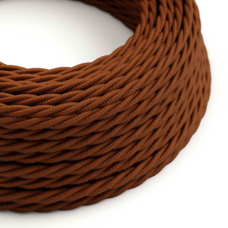 Brązowy skręcany kabel Cynamon TC23 w oplocie bawełnianym dwużyłowy 2 × 0,75 mm² Creative-Cables