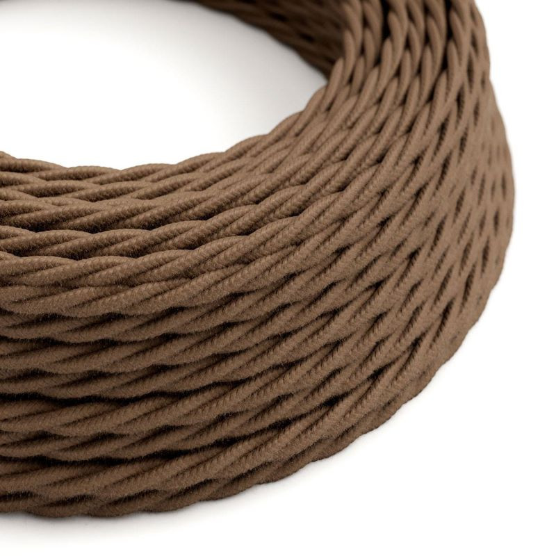 Twisted brown Espresso TC13 cotton braided two-wire cable 2x0.75 Creative-Cables