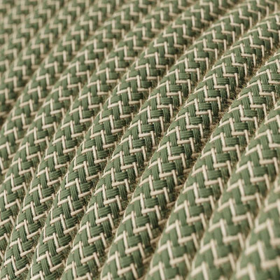 Zielono beżowy kabel ZigZag RD72 w oplocie bawełnianym i lnianym dwużyłowy 2x0.75 Creative-Cables
