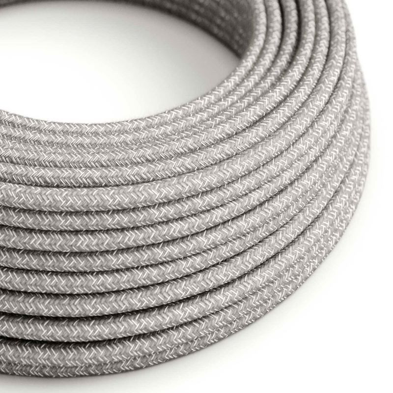 Kabel Szary Melanż RN02 w oplocie lnianym dwużyłowy 2 × 0,75 mm² Creative-Cables
