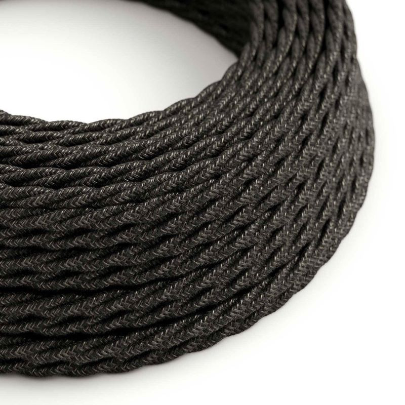 Skręcany kabel Antracyt Melanż TN03 w oplocie lnianym dwużyłowy 2 × 0,75 mm² Creative-Cables