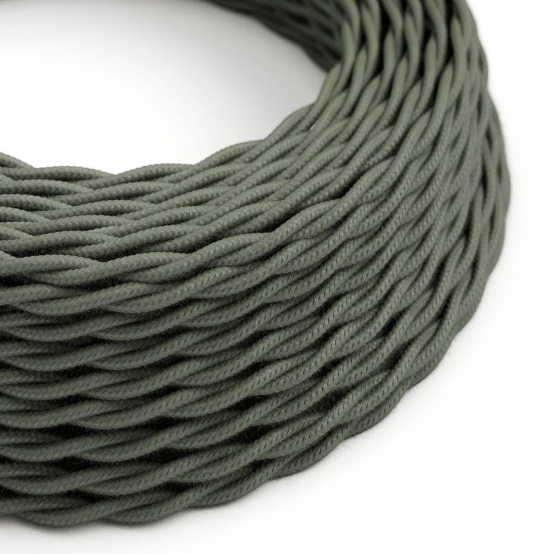 Twisted khaki green TC63 cotton braided two-wire cable 2x0.75 Creative-Cables