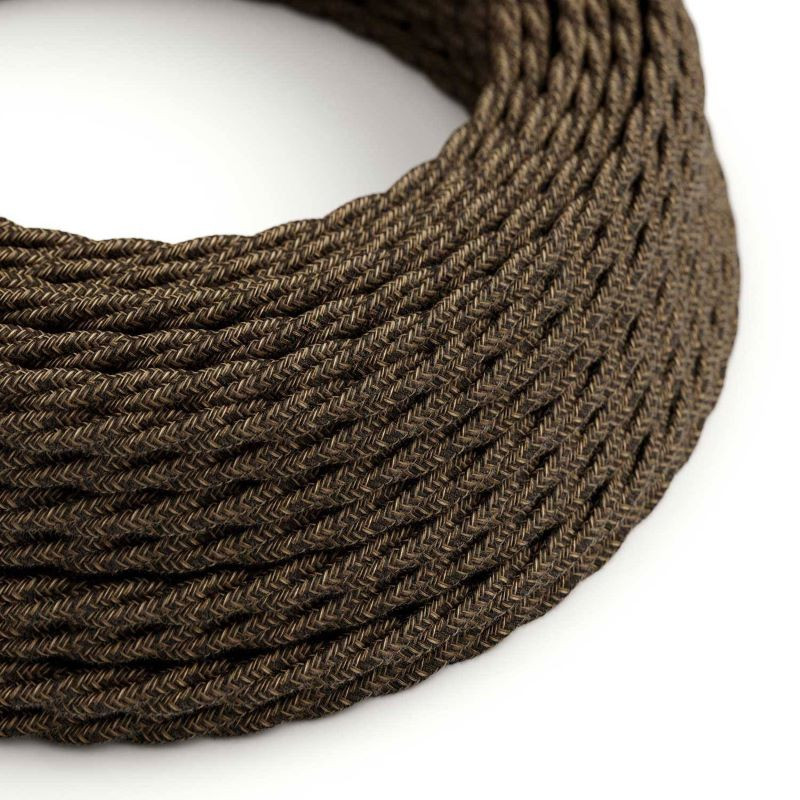 Skręcany kabel Brąz Melanż TN04 w oplocie lnianym dwużyłowy 2 × 0,75 mm² Creative-Cables