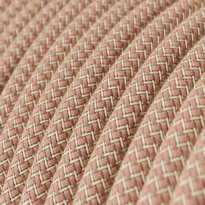 Różowo beżowy kabel ZigZag RD71 w oplocie bawełnianym i lnianym dwużyłowy 2x0.75 Creative-Cables