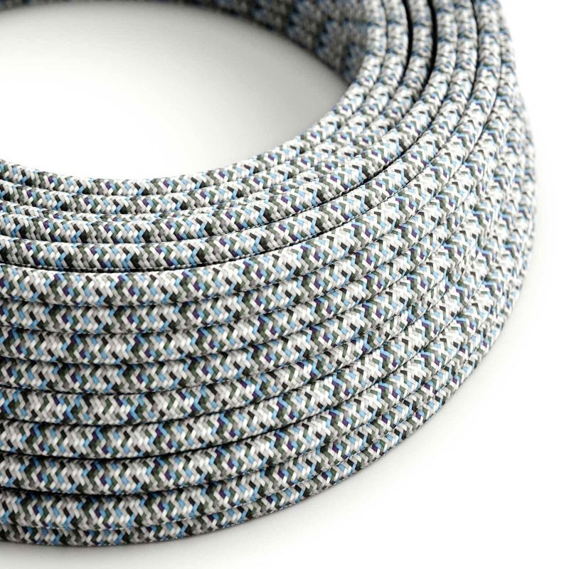 Kabel niebiesko szary Pixel Ice RX04 w oplocie poliestrowym dwużyłowy 2 × 0,75 mm² Creative-Cables