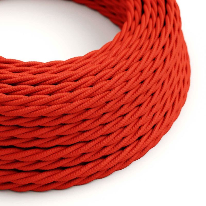 Skręcany kabel Ognista Czerwień TM09 w oplocie poliestrowym dwużyłowy 2 × 0,75 mm² Creative-Cables