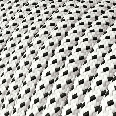 Black and white Stracciatella RT14 3D polyester braided cable 2x0.75 Creative-Cables two-core cable