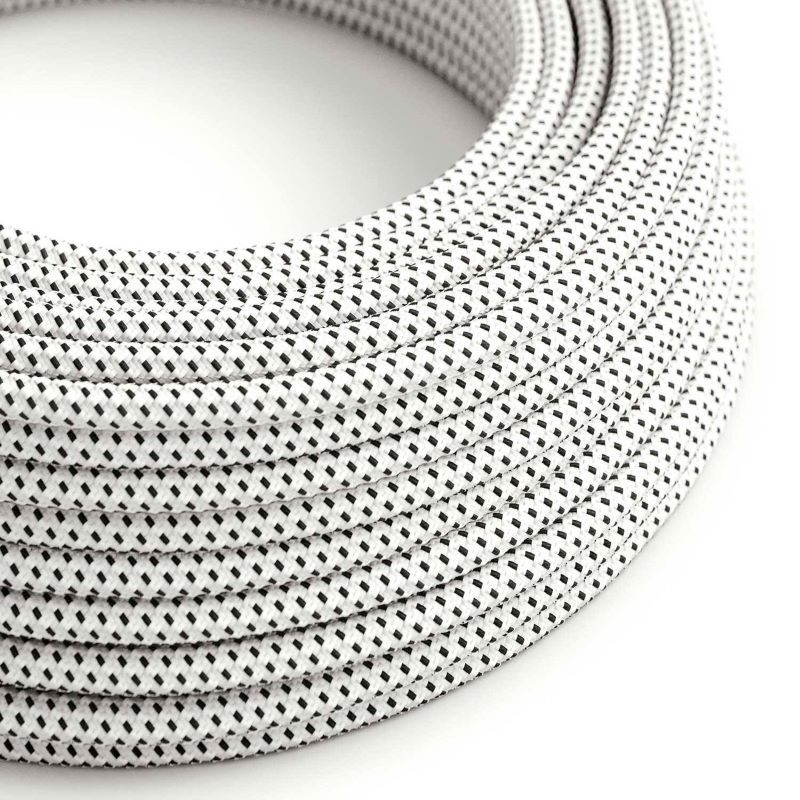 Czarno biały kabel Stracciatella RT14 3D w oplocie poliestrowym dwużyłowy 2 × 0,75 mm² Creative-Cables