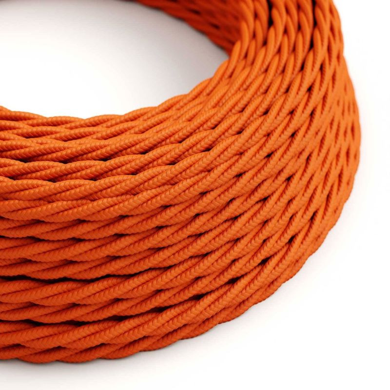 Orange twisted cable L'Originale TM15 polyester braided two-wire 2x0.75 Creative-Cables
