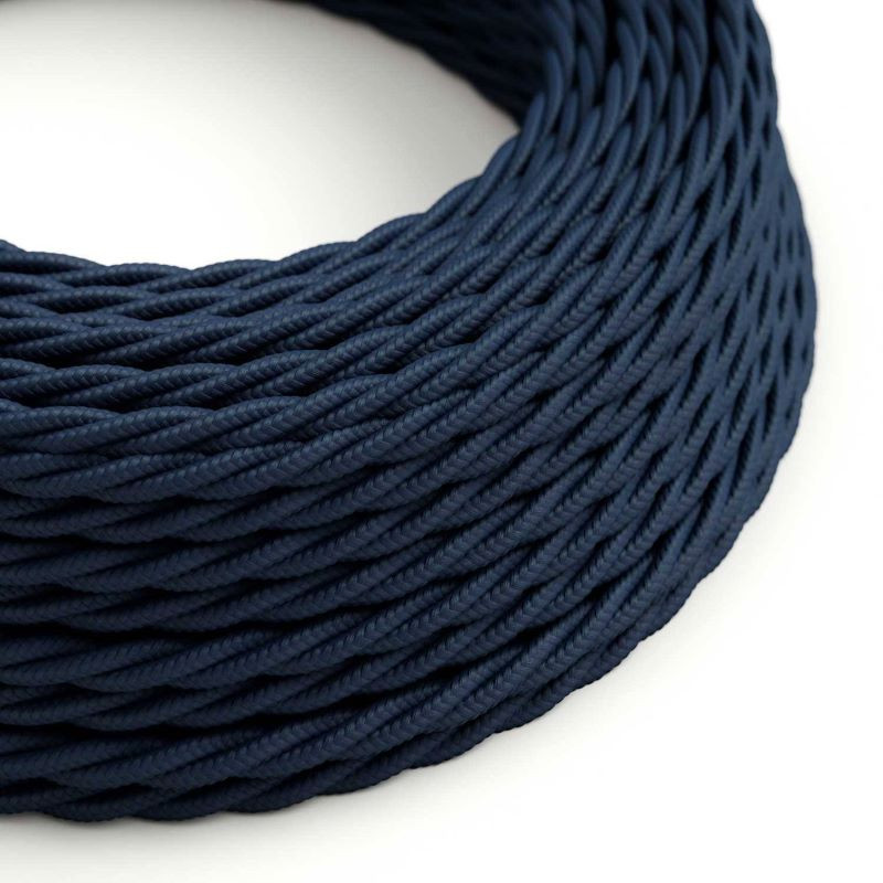 Twisted navy blue Deep Blue TM20 polyester braided two-wire cable 2x0.75 Creative-Cables
