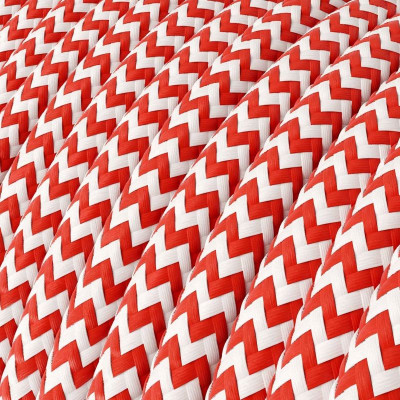 Czerwono biały kabel  ZigZag RZ09 w oplocie poliestrowym dwużyłowy 2x0.75 Creative-Cables