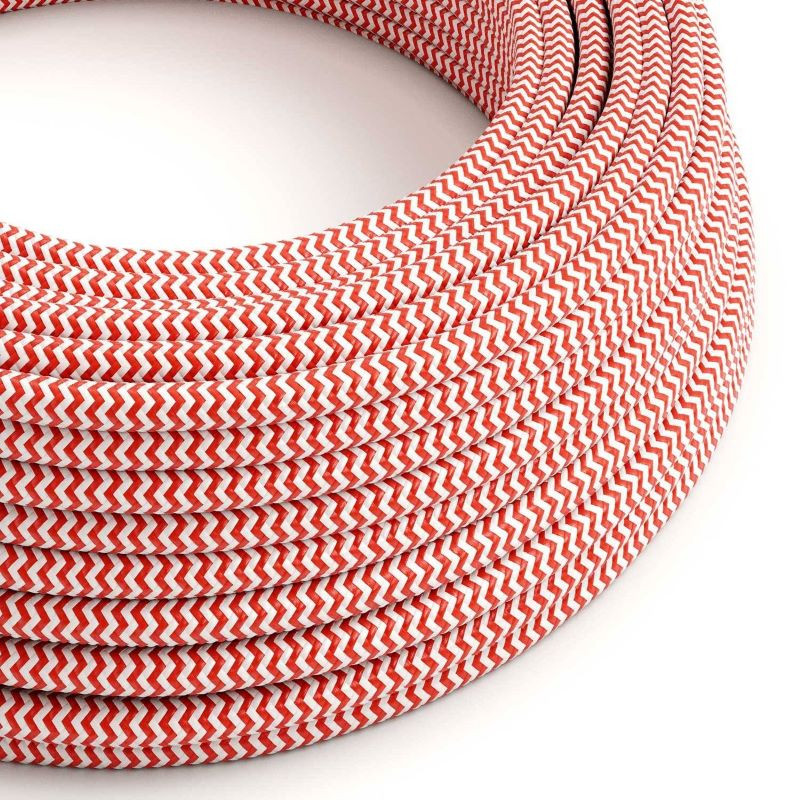 Czerwono biały kabel  ZigZag RZ09 w oplocie poliestrowym dwużyłowy 2x0.75 Creative-Cables