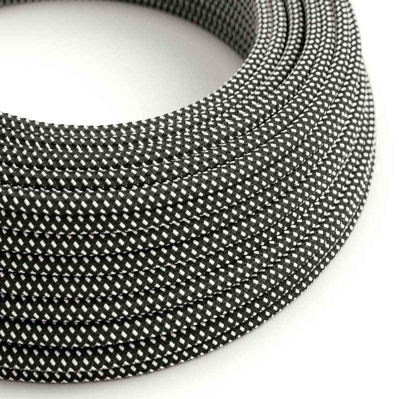 Biało czarny kabel Stelle RT41 3D w oplocie poliestrowym dwużyłowy 2 × 0,75 mm² Creative-Cables