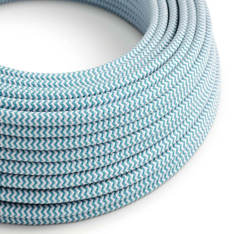 Niebiesko biały kabel ZigZag RZ11 w oplocie poliestrowym dwużyłowy 2x0.75 Creative-Cables