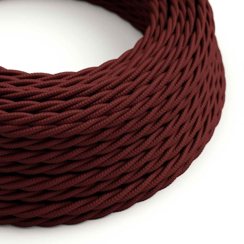 Maroon twisted polyester braided Bordeaux TM19 cable 2x0.75 Creative-Cables two-core cable