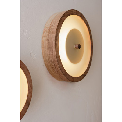 Sconce Bugie 23 cm with wooden and glass lampshade american walnut LOFTLIGHT