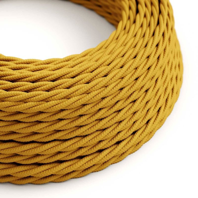 Skręcany kabel Musztardowy TM25 w oplocie poliestrowym dwużyłowy 2 × 0,75 mm² Creative-Cables