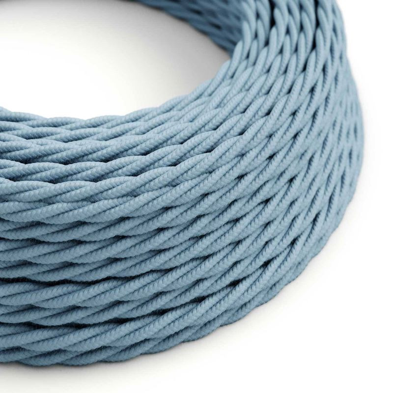 Twisted Ocean Blue TC53 cotton braided two-wire cable 2x0.75 Creative-Cables
