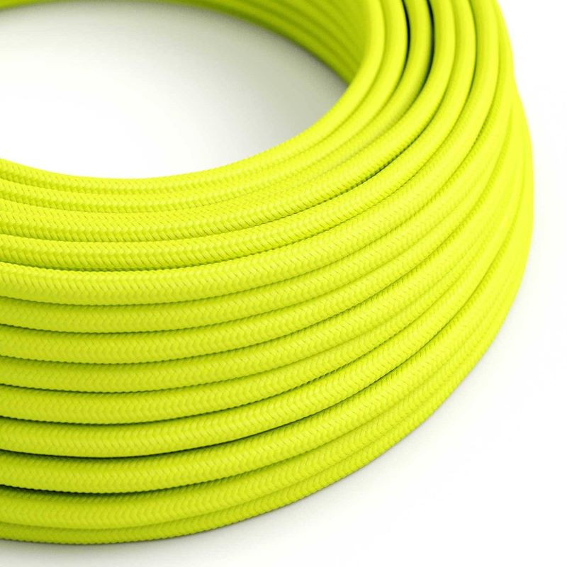 Żółty kabel Fluo RF10 w oplocie poliestrowym dwużyłowy 2 × 0,75 mm² Creative-Cables