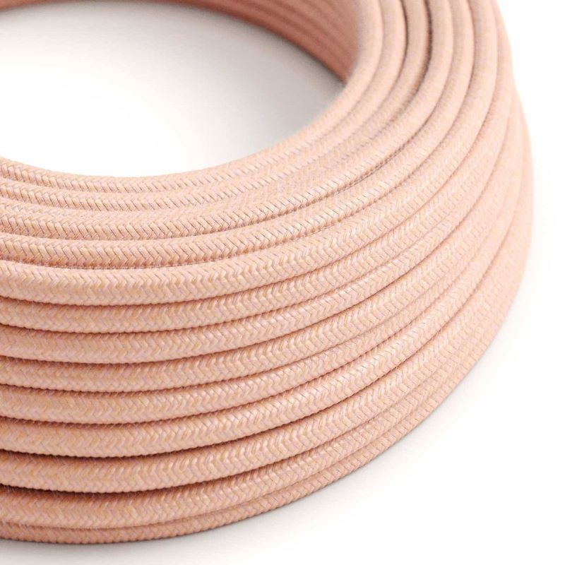 Jasnoróżowy kabel Łososiowy RX13 w oplocie bawełnianym dwużyłowy 2 × 0,75 mm² Creative-Cables