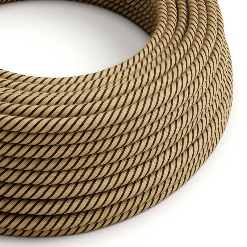 Brązowo beżowy kabel  Tabacco ERD21 w oplocie z bawełny i juty dwużyłowy 2x0.75 Creative-Cables