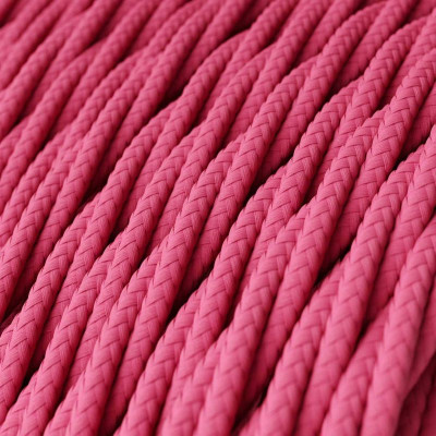 Skręcany różowy kabel Fuksja TM08 w oplocie poliestrowym dwużyłowy 2x0.75 Creative-Cables