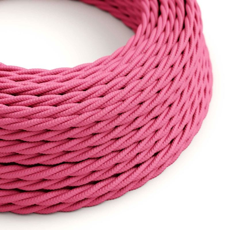 Twisted Pink Fuchsia TM08 polyester braided two-wire cable 2x0.75 Creative-Cables