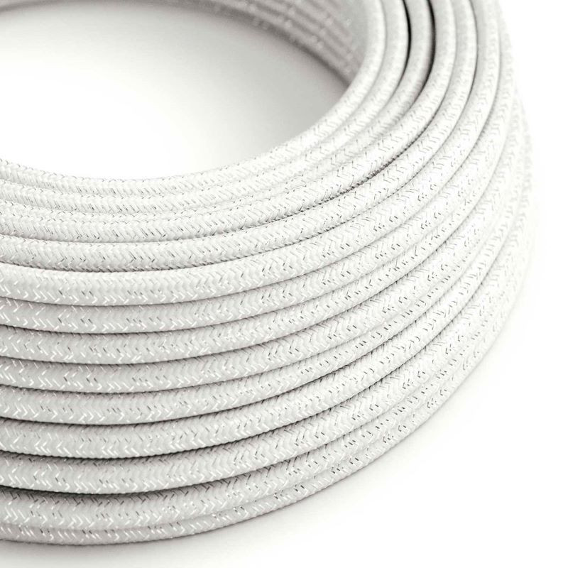 Biały kabel z efektem brokatu RL01 w oplocie poliestrowym dwużyłowy 2 × 0,75 mm² Creative-Cables