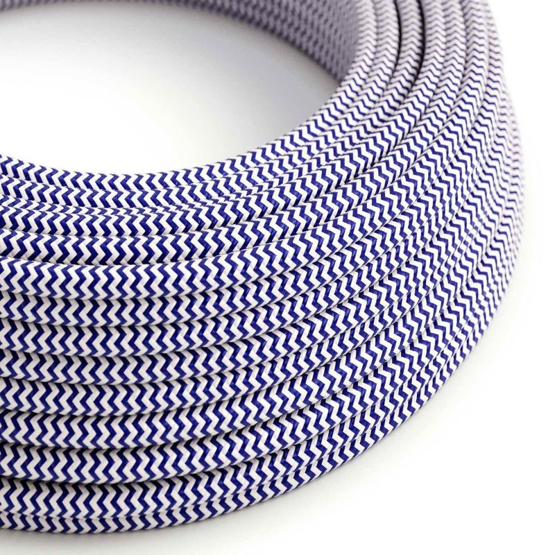 Niebiesko biały kabel ZigZag RZ12 w oplocie poliestrowym dwużyłowy 2x0.75 Creative-Cables