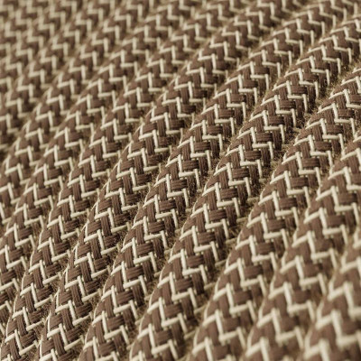 Brązowo beżowy kabel ZigZag RD73 w oplocie bawełnianym i lnianym dwużyłowy 2x0.75 Creative-Cables
