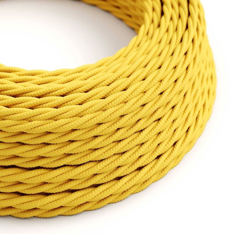 Twisted yellow cable Maize TM10 polyester braided two-core 2x0.75 Creative-Cables