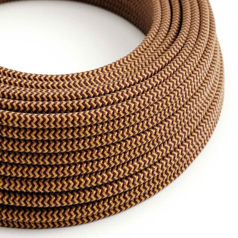 Złoto bordowy kabel ZigZag RZ23 w oplocie poliestrowym dwużyłowy 2x0.75 Creative-Cables
